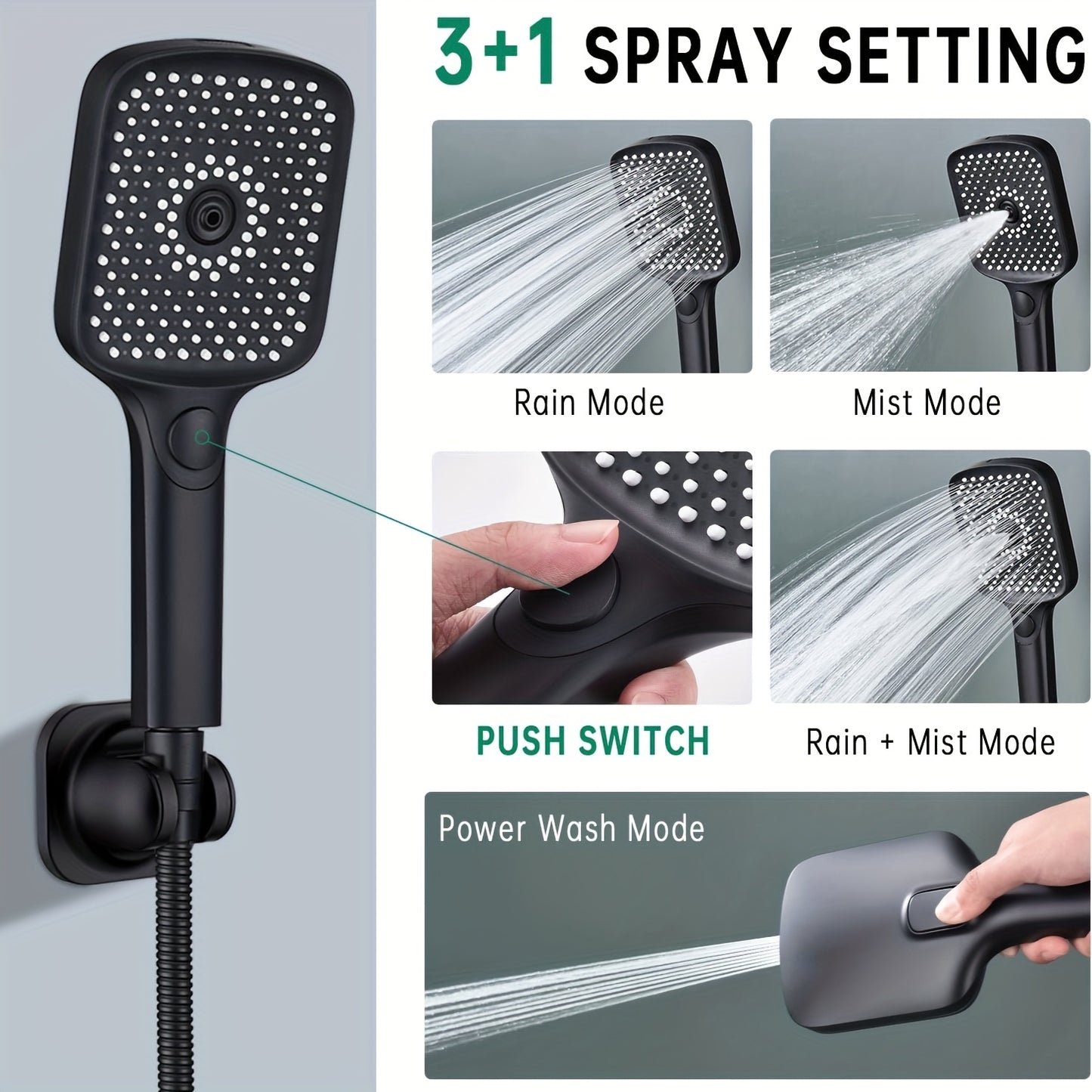 Luxury Modern Shower System Combo: 13" Square Rainfall & 4-Mode Handheld, Polished Copper Finish