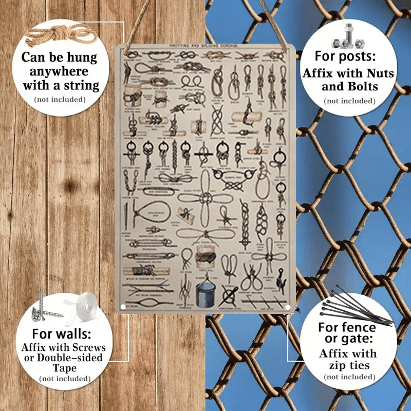 Knotting & Splicing Cordage Art Print- Alphabet Themed, Frameless Aluminum Wall Decor