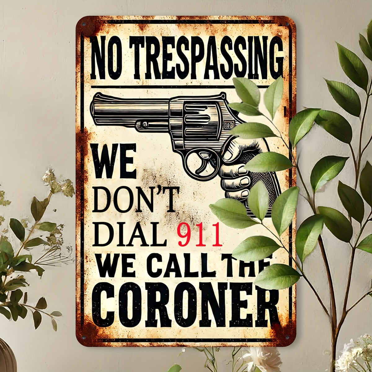 Festive 'No Trespassing' Sign: Wooden Safety Warning Decoration for Your Home - 20x30cm (8x12inch)