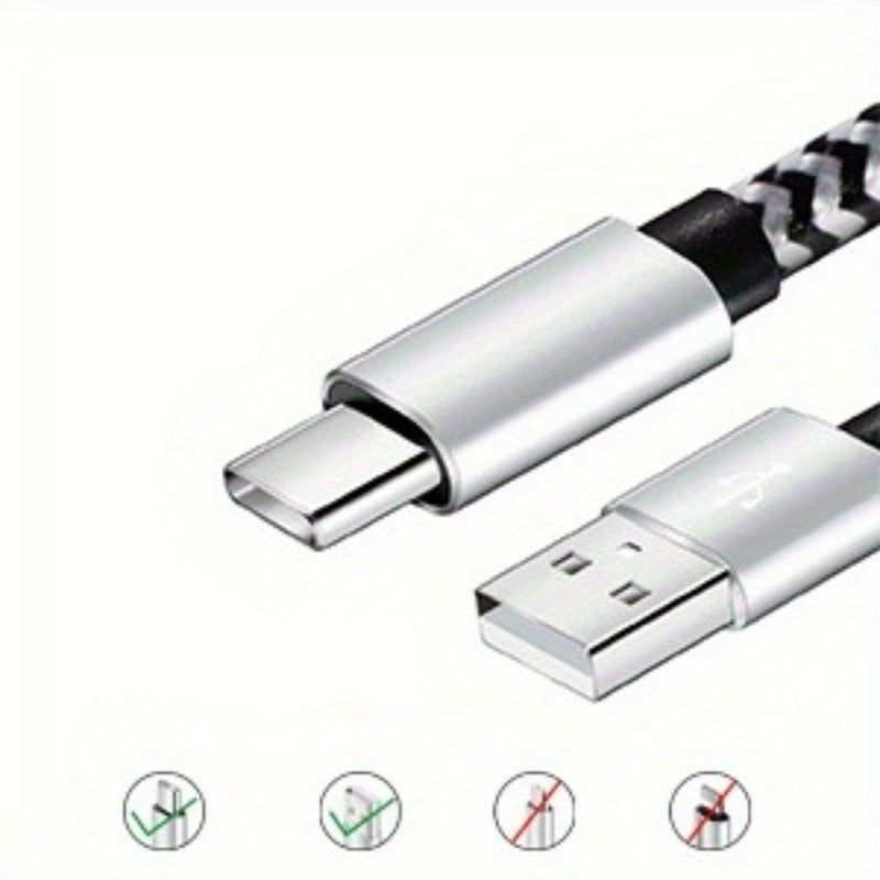 5 Pack Nylon Braided USB C Cables | 3A Fast Charging, Supports 50-80W Output Power