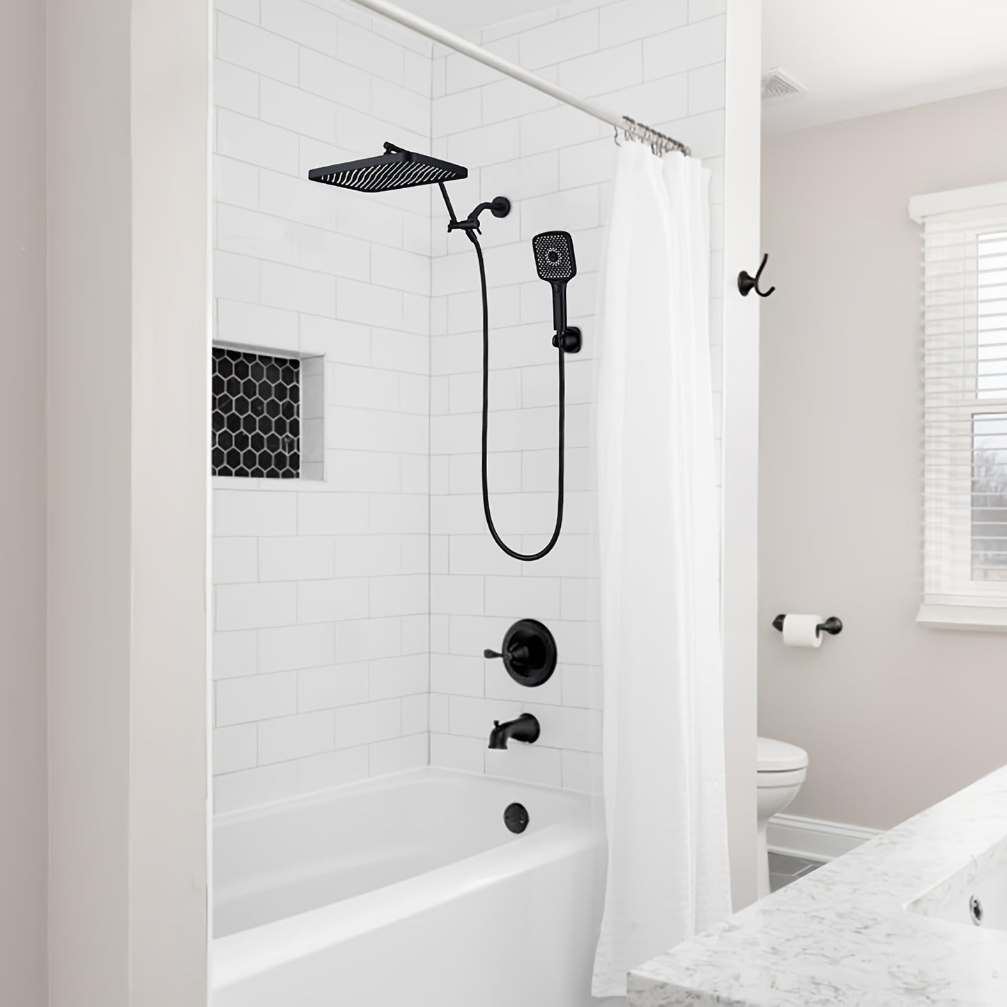 Luxury Modern Shower System Combo: 13" Square Rainfall & 4-Mode Handheld, Polished Copper Finish