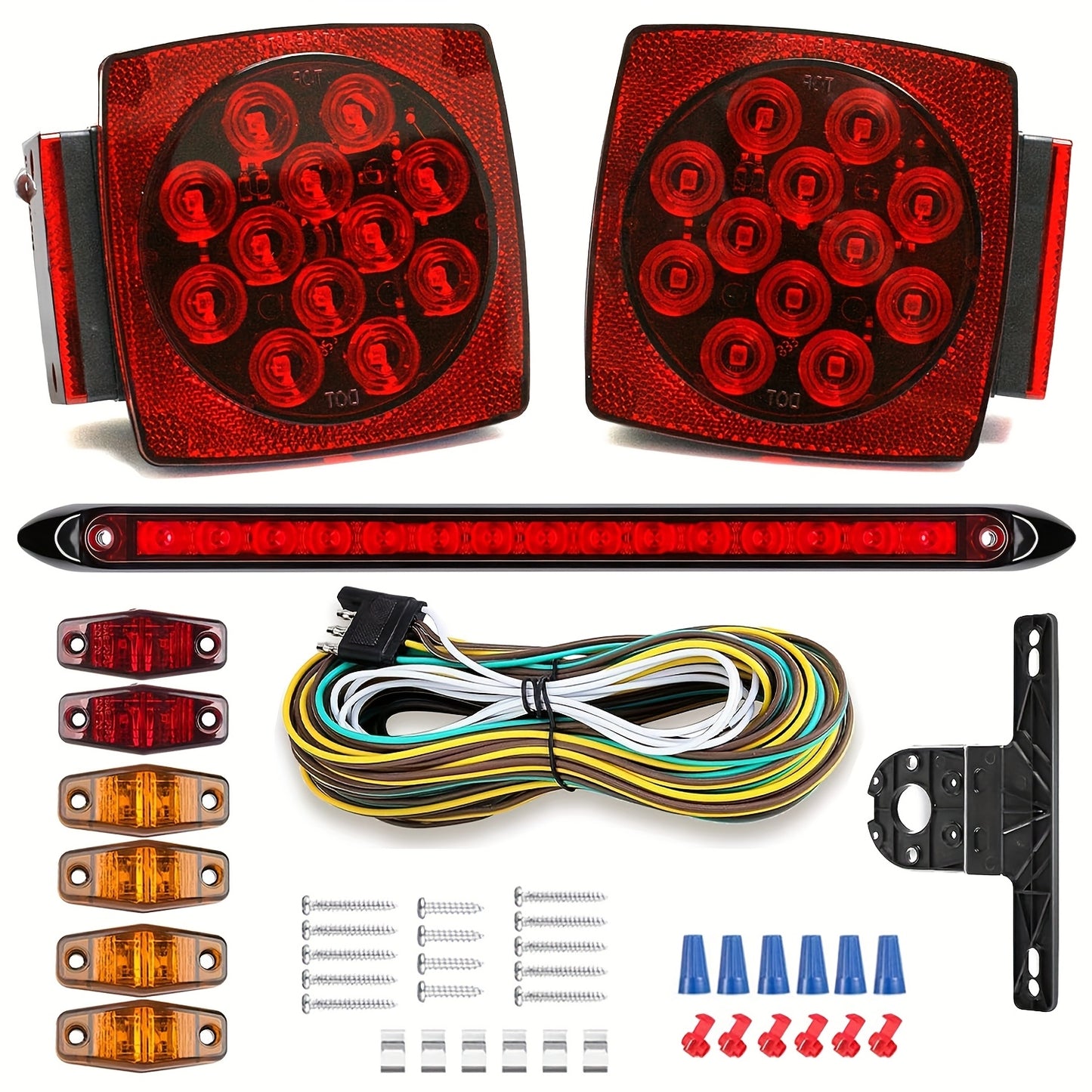 12V LED Trailer Lights, Red White/Stop Tail Turn Signal/Utility Trailer Lights for Under 80" RV-BOAT