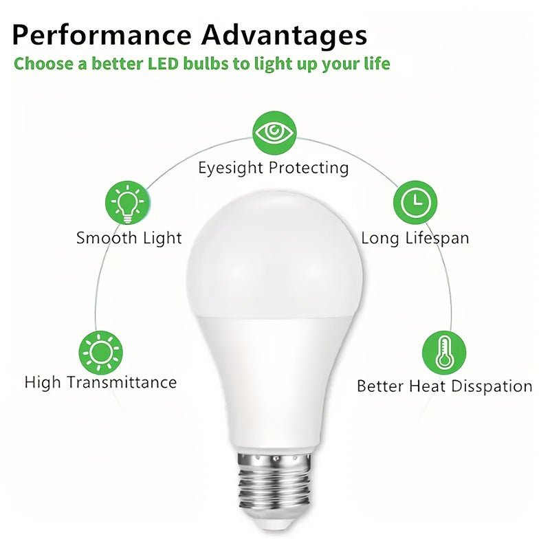 10 Pack A19 E26 LED Light Bulbs 1100 Lumens, 15,000 hrs, 100W, 85+ CRI Rendering, Non-Dimmable