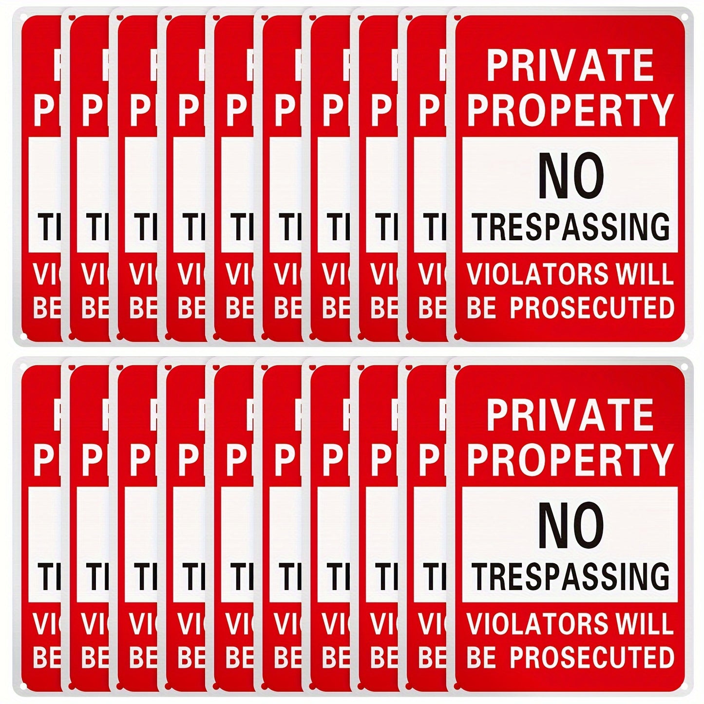 [Metal Sign] 20 Pcs Private Property No Trespassing Sign 7 x 10" Metal Violators Will Be Prosecuted