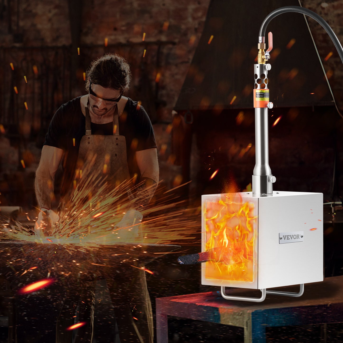 VEVOR Portable Propane Forge 1 Burner/2 Burner/3 Burner Farrier Forge 2600℉ Knife Metal Square