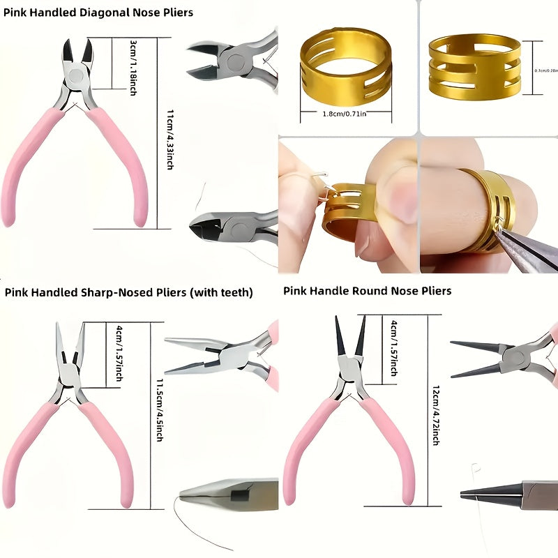 8pcs Jewelry Making Tools Kit, Round & Needle Nose Pliers, Diagonal Nose Pliers, Wire Cutters