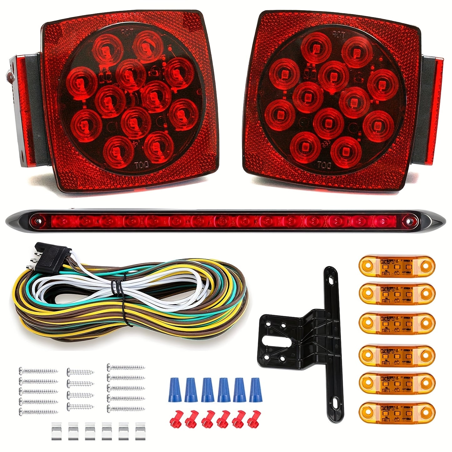 12V LED Trailer Lights, Red White/Stop Tail Turn Signal/Utility Trailer Lights for Under 80" RV-BOAT