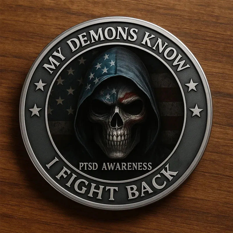 4pcs My Devil Knows to Fight Back - Anti-Fighter Trauma Disorder Awareness Commemorative Coin