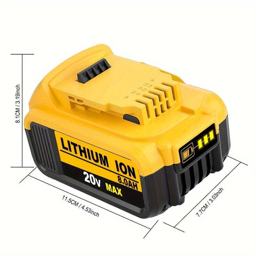 1/2-Pack 8.0Ah Replacement for Dewalt 20v Max XR - Lithium-Ion Batteries - High-Capacity
