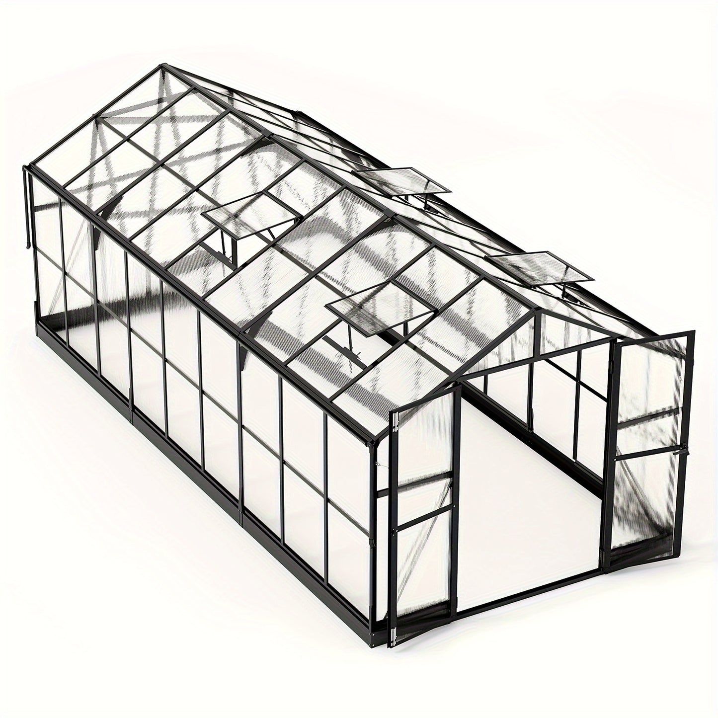 Premium 8x18FT Polycarbonate Greenhouse/Quick-Connect, Aluminum Construction/2 Swing Doors