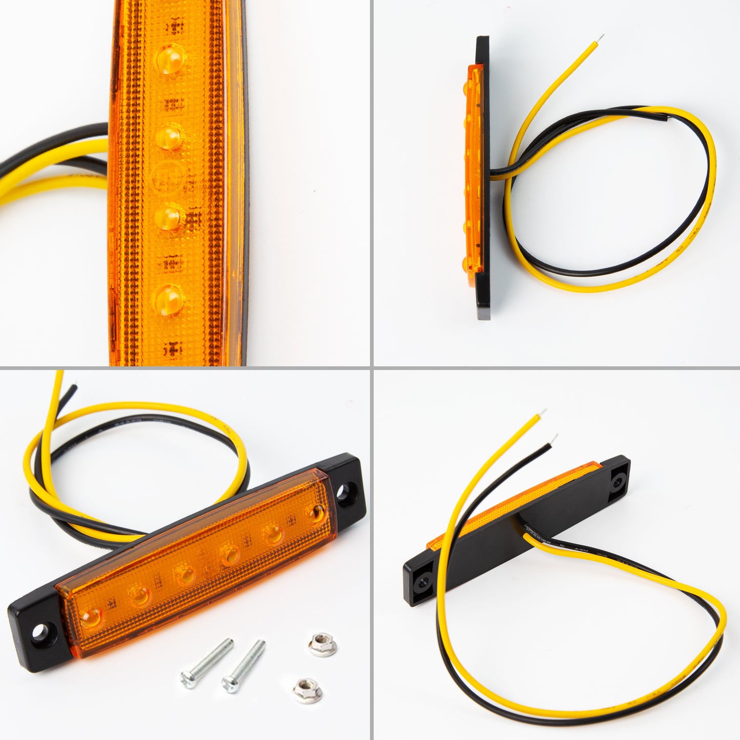 20pcs 12V (10 Red&10 Amber) 3.8" 6 LED Front Rear Side Marker Indicator Lights LED Lamp Indicator