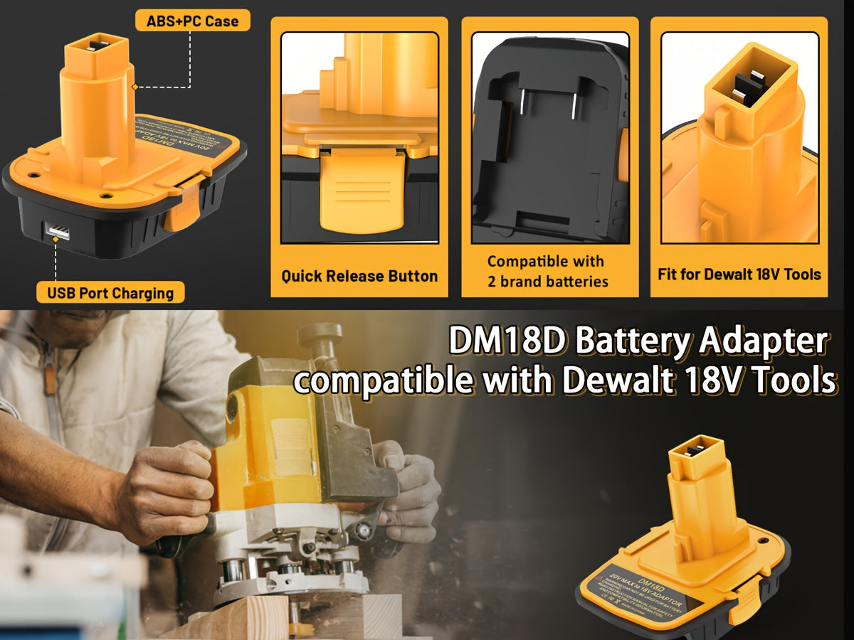 1/2/3pcs DM18D Converter/DW 18V to 20V Adapter w/USB Port/DW 18V Tools to DW 20V Li-ion Batteries
