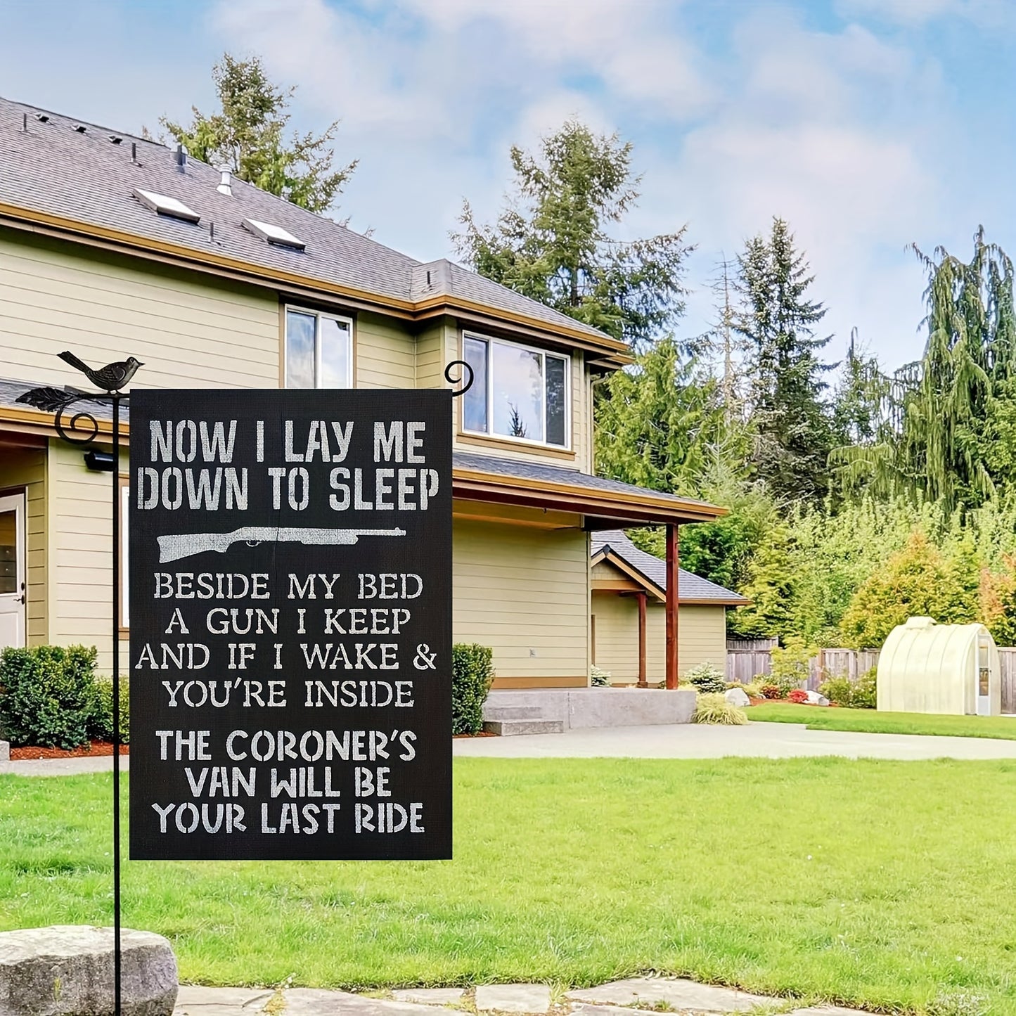 1pc, Now I Lay Me Down to Sleep Funny Garden Flags, 12 x 18 Inch Double Sided Farmhouse