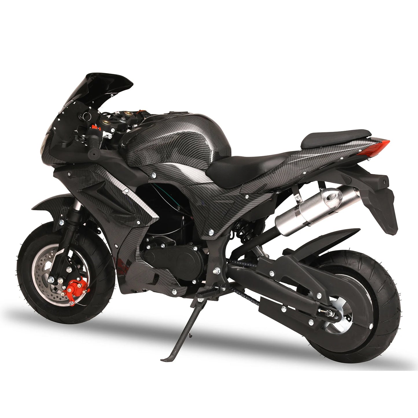 4-Stroke 49cc Mini Motorcycle Gas Pocket Motorbike Front Rear Disc Brakes Racing Max Speed 25MPH