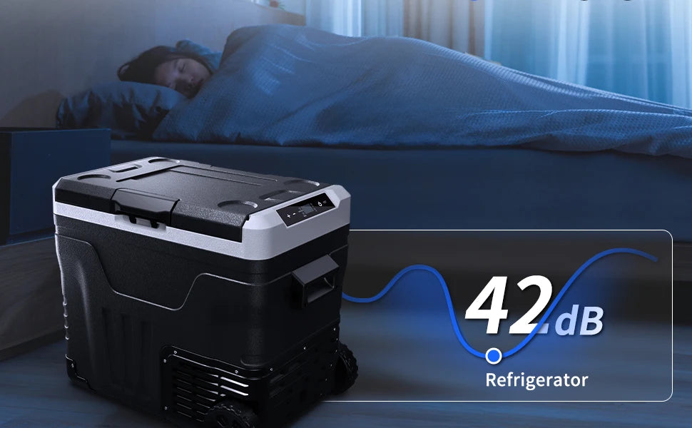 SIMZLIFE 35L Car Portable Freezer 12V Refrigerator Cooler 12V/24V DC Fridge with Wheels