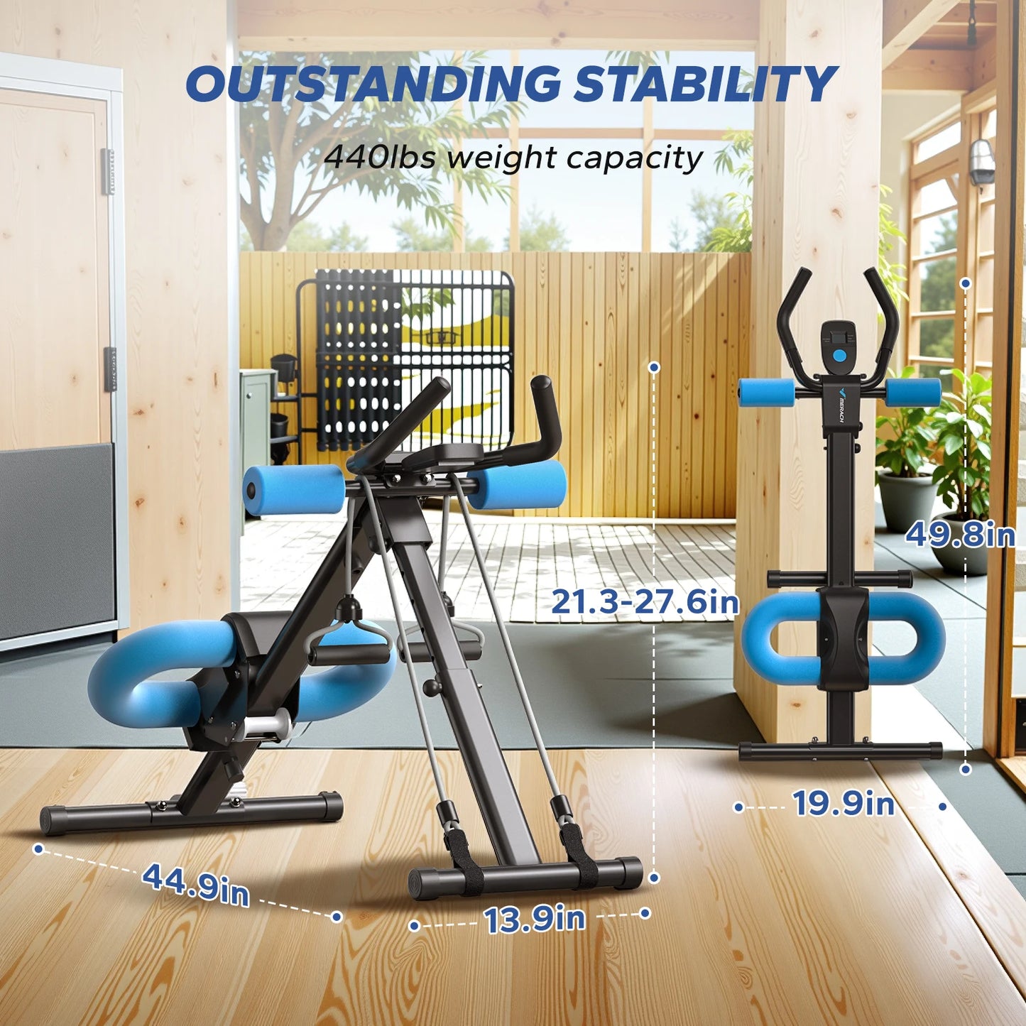 MERACH Ab Machine Adjustable Trainer Workout Foldable Knee Protection Abdominal Exercise Ab