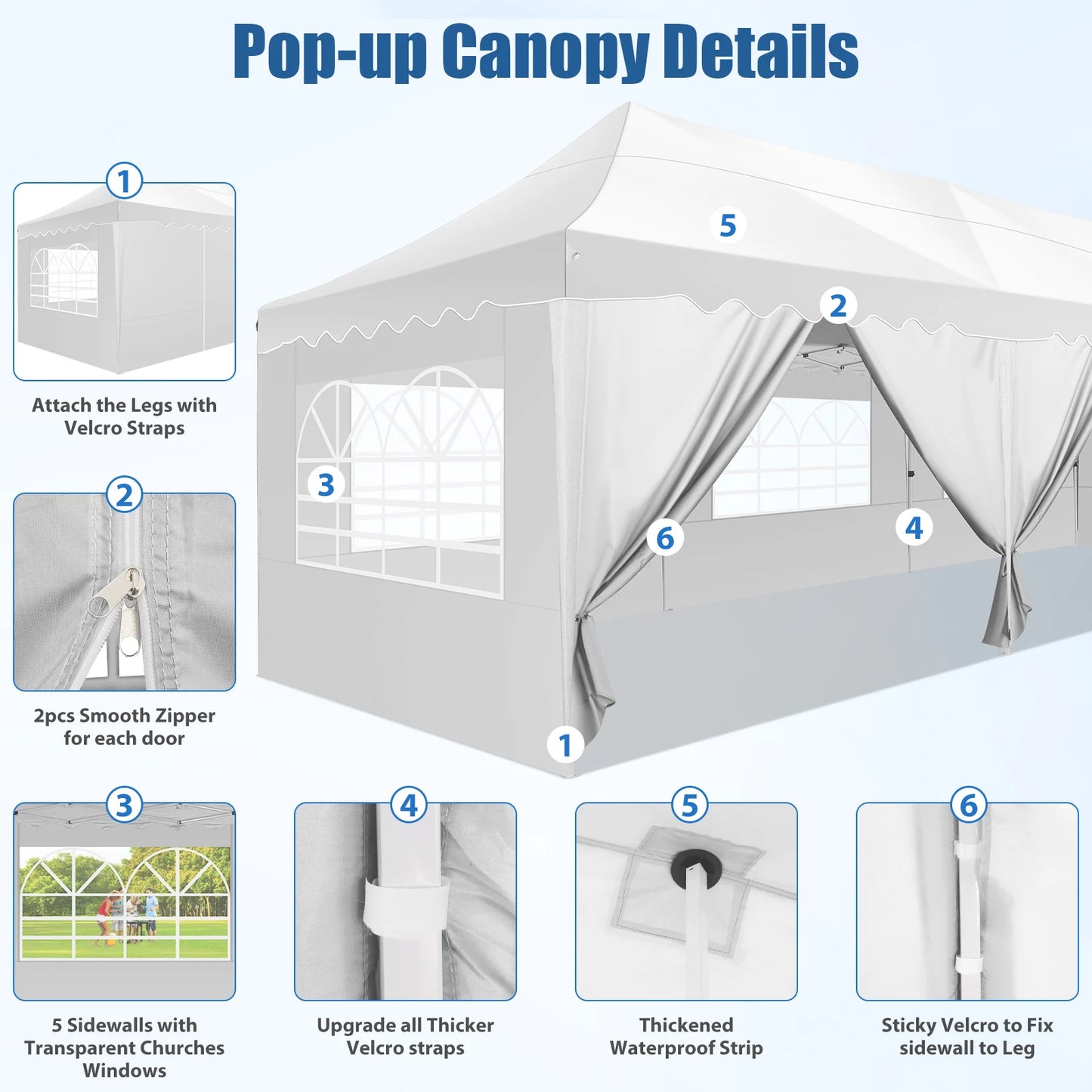 10x30ft Event Canopy with Removable Walls, Premium Pop Up Tent with Reinforced Frame & 2000mm
