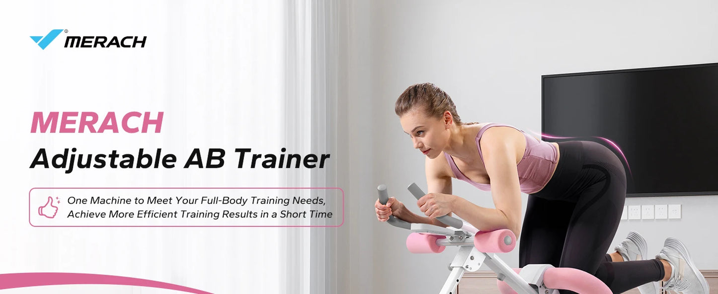 MERACH Ab Machine Adjustable Trainer Workout Foldable Knee Protection Abdominal Exercise Ab
