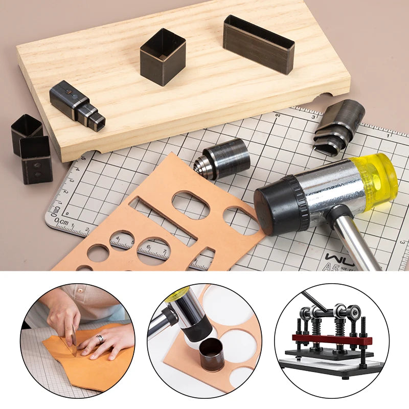 WUTA Sharp Hollow Punch Cutter Tool, Leather Punching Die Cutting Mold, Manual Craft 26/39/52/55 Kit