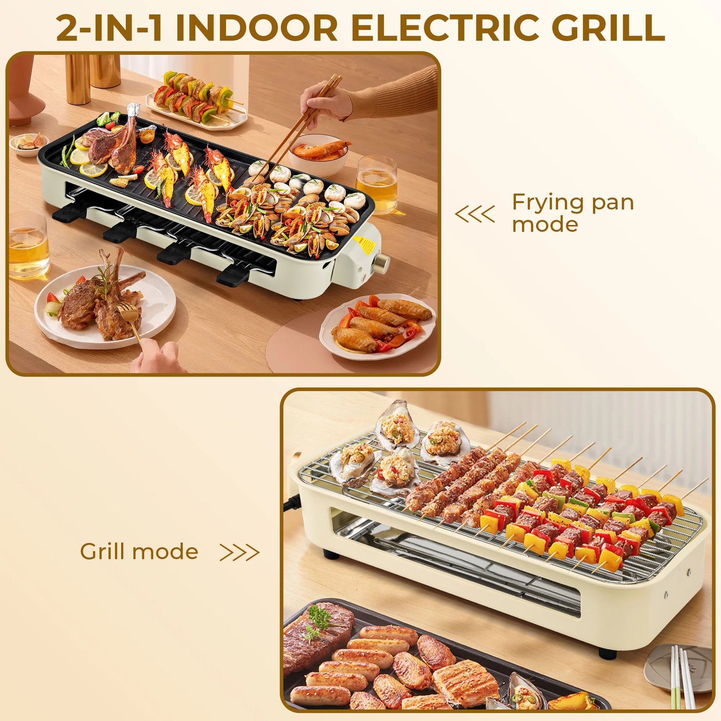 Electric BBQ Grill Indoor Cheese Raclette For 4 Person Non-Stick Surface Temperature Control