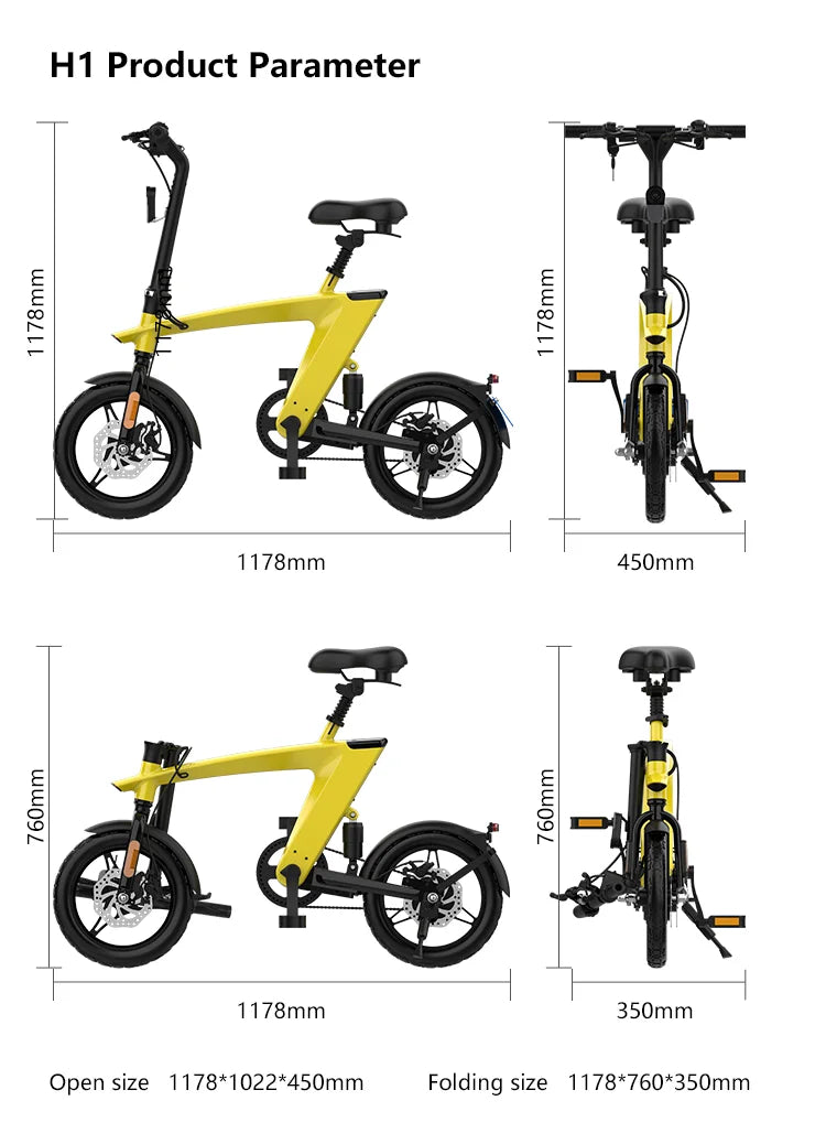 SUNNIGOO 400W Ebike 48V Removable Battery Electric Bike Multi-Shock Absorption Foldable Adult