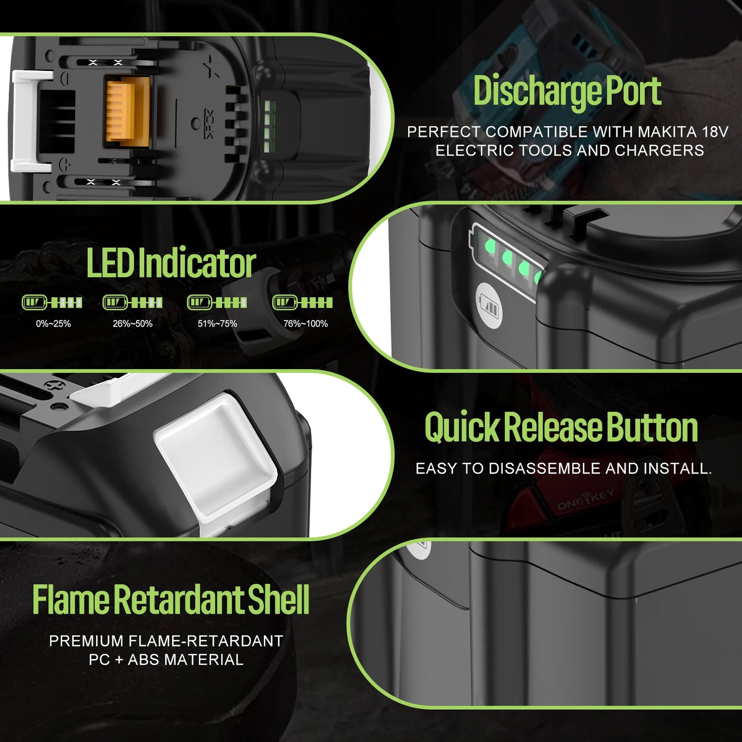 Dreamdash/Makita 18V Battery 6Ah Rechargeable Power Tools Battery 18V LED Li-ion BL1860B BL1830