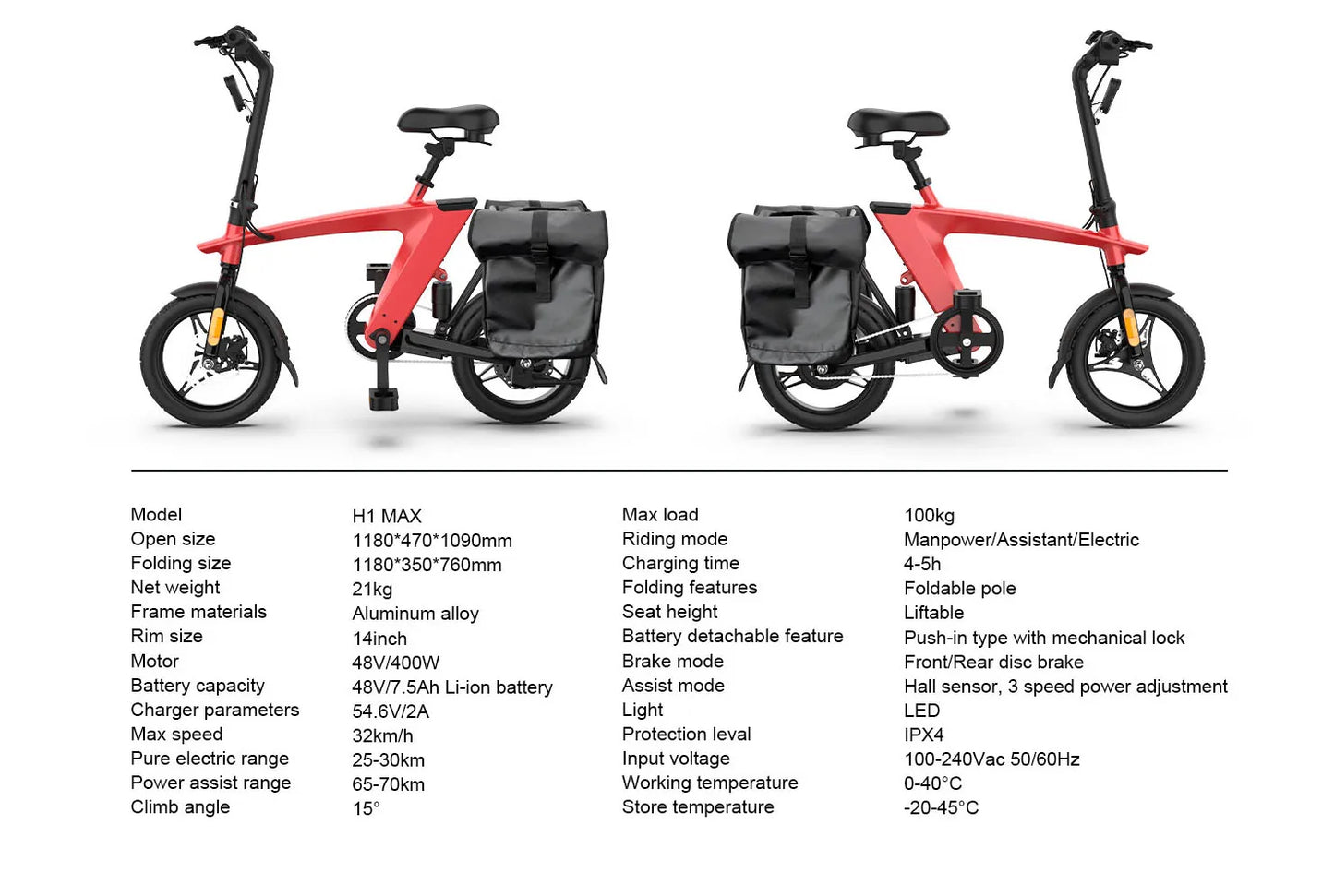 SUNNIGOO 400W Ebike 48V Removable Battery Electric Bike Multi-Shock Absorption Foldable Adult