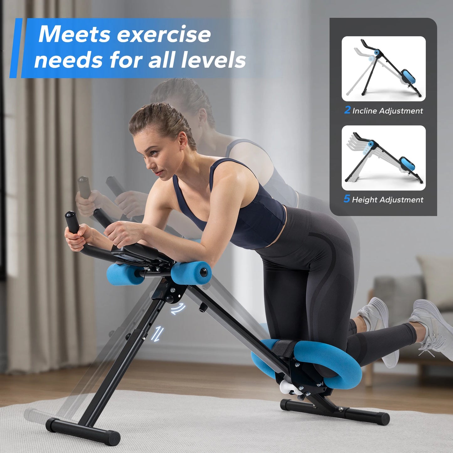 MERACH Ab Machine Adjustable Trainer Workout Foldable Knee Protection Abdominal Exercise Ab