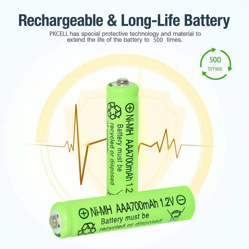 AAA Rechargeable Batteries 700mAh 1.2V Ni-MH Triple A Batteries High Capacity/Outdoor Solar Lights