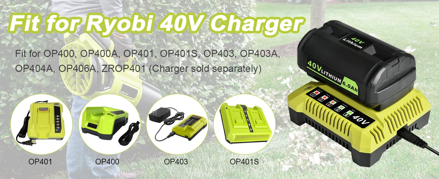 Ryobi OP40401 Battery 40V 6.0Ah Ryobi OP4026 OP4030 OP4050 OP4060A OP40201 OP40301 Batteries