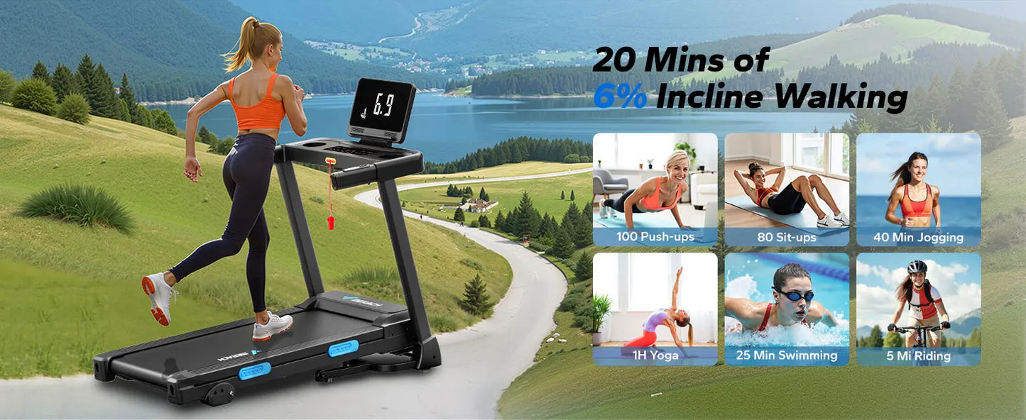 MERACH Foldable Treadmill T12 Incline Quiet Double Deck Technology 4 Silicone Shock Cushion