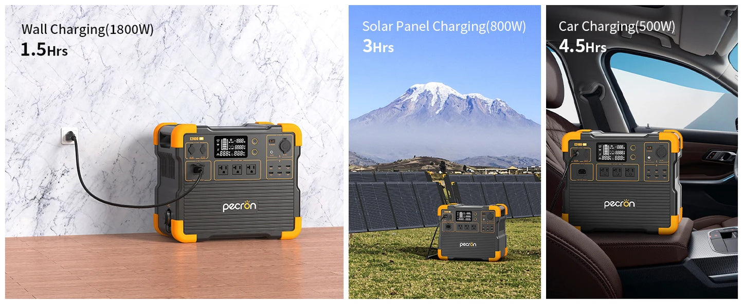 pecron E2400LFP Portable Power Station 2048Wh LiFePO4 Battery Backup 2400W Solar Generator