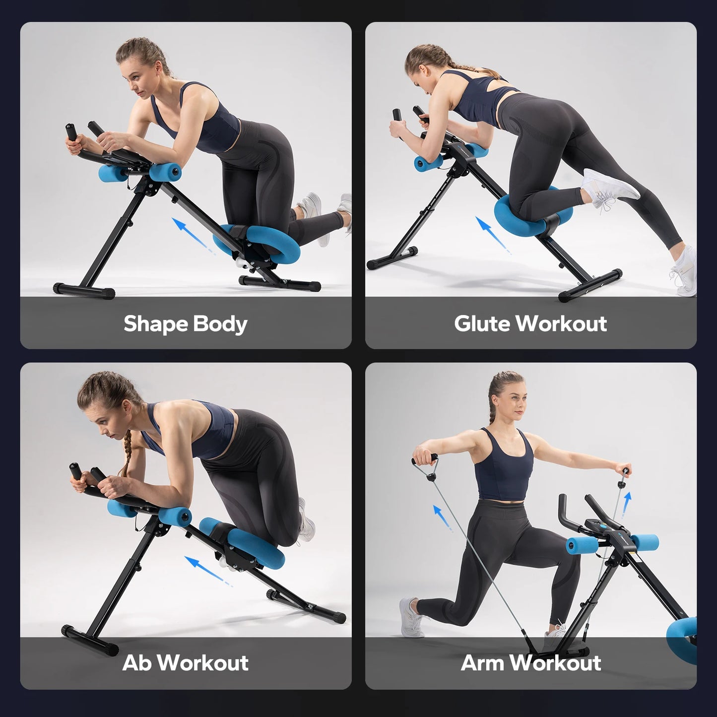 MERACH Ab Machine Adjustable Trainer Workout Foldable Knee Protection Abdominal Exercise Ab