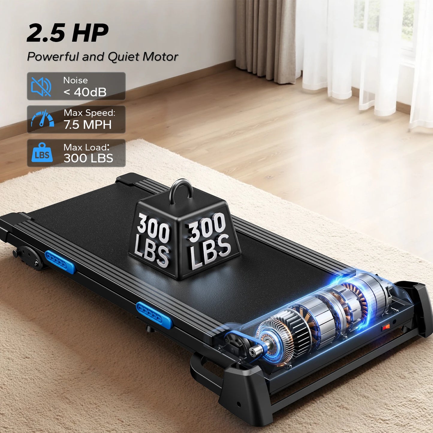 MERACH Foldable Treadmill T12 Incline Quiet Double Deck Technology 4 Silicone Shock Cushion