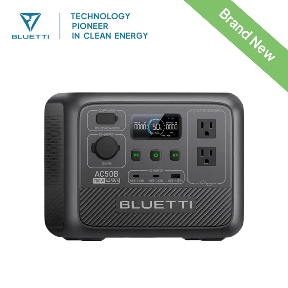 BLUETTI AC50B Portable Power Station 700W 448Wh LiFePO4 Battery Backup Lightweight Solar Generator
