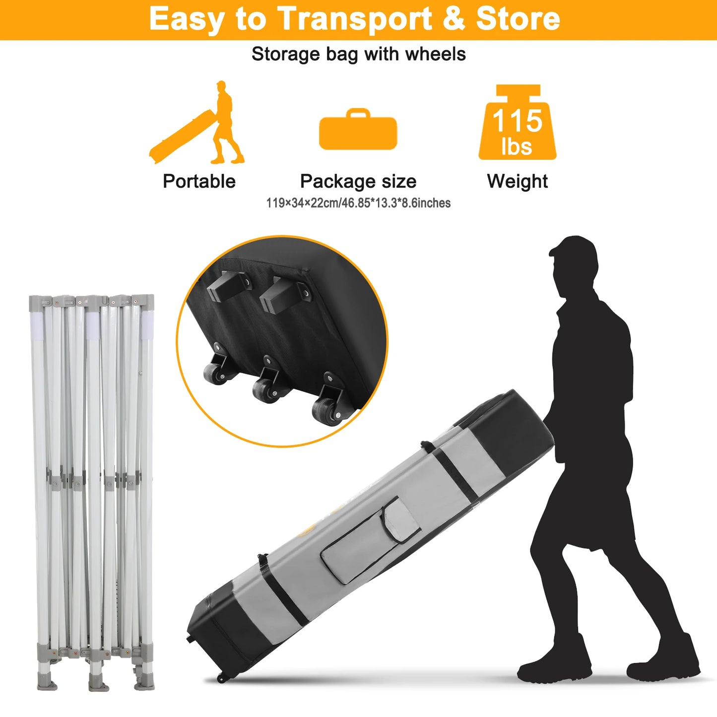 10x20FT Pop up Canopy Tent for Parties, Heavy Duty Easy Setup Tent with 6 Sidewalls