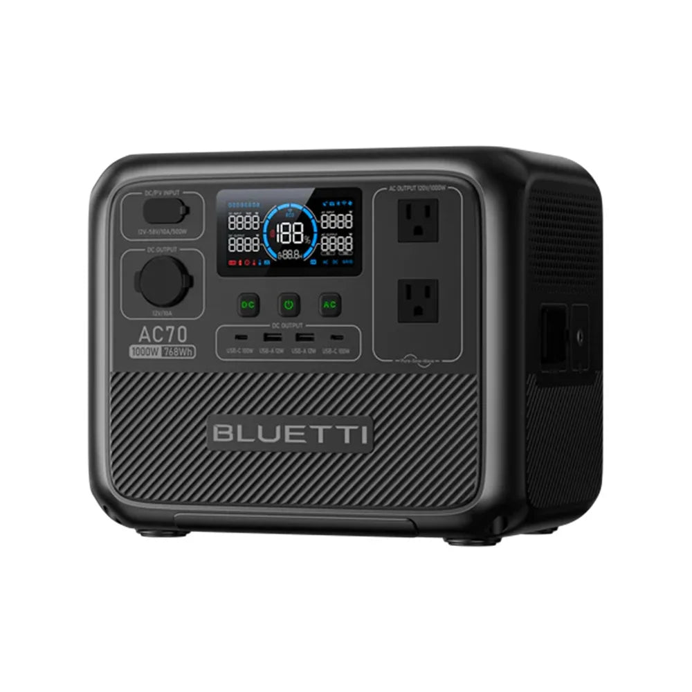 【US PLUG】BLUETTI AC70 Portable Power Station | 1000W 768Wh, Generator Off-grid, Power Outage
