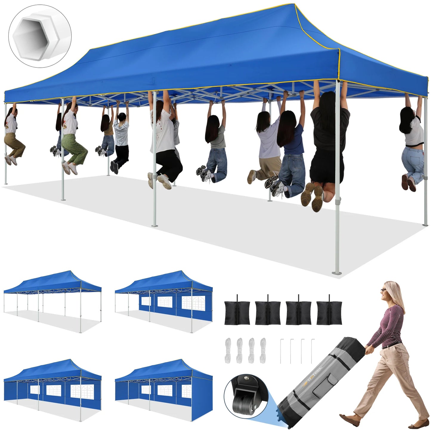 10x30ft Pop Up Canopy Tent Gazebo Party Heavy Duty Marquee Awning Outdoor Commercial