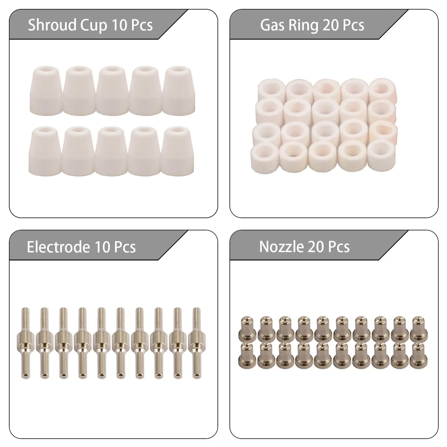 60Pcs PT31 Nickel Plasma Cutter Electrode Tips Consumables For PT-31 CUT40 CUT50 LGK40 HYC410