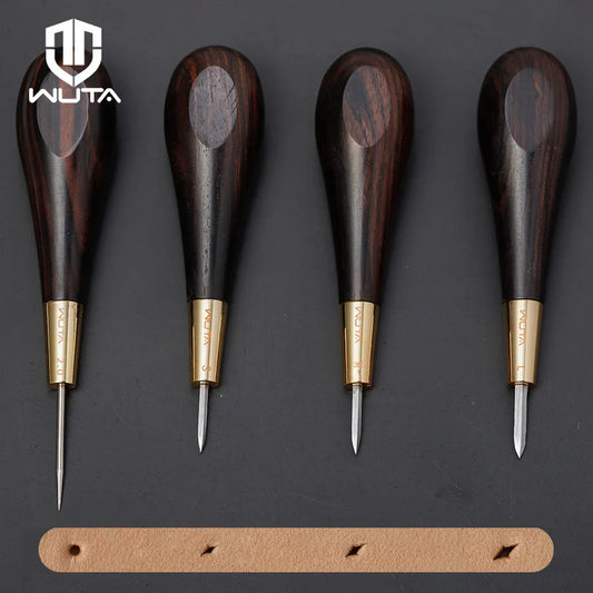WUTA Leather Stitching Awl Diamond Shape Ebony Blackwood & Brass Craft Tool Hand Sewing Awl