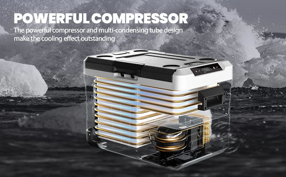 SIMZLIFE 35L Car Portable Freezer 12V Refrigerator Cooler 12V/24V DC Fridge with Wheels