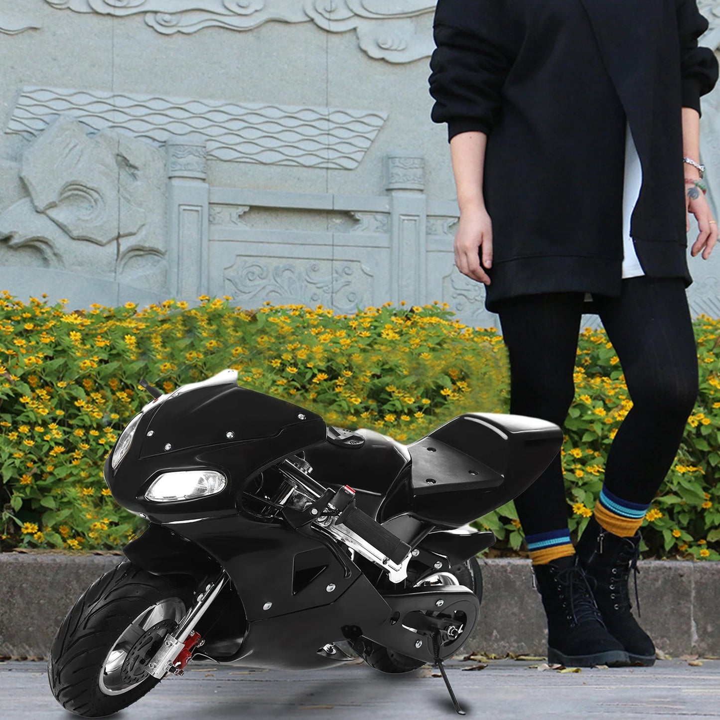 49CC 2-Stroke Mini Motorcycle, Kids Gas Motorcycle, Pocket Gas Powered Motorcycle /Dual Headlights