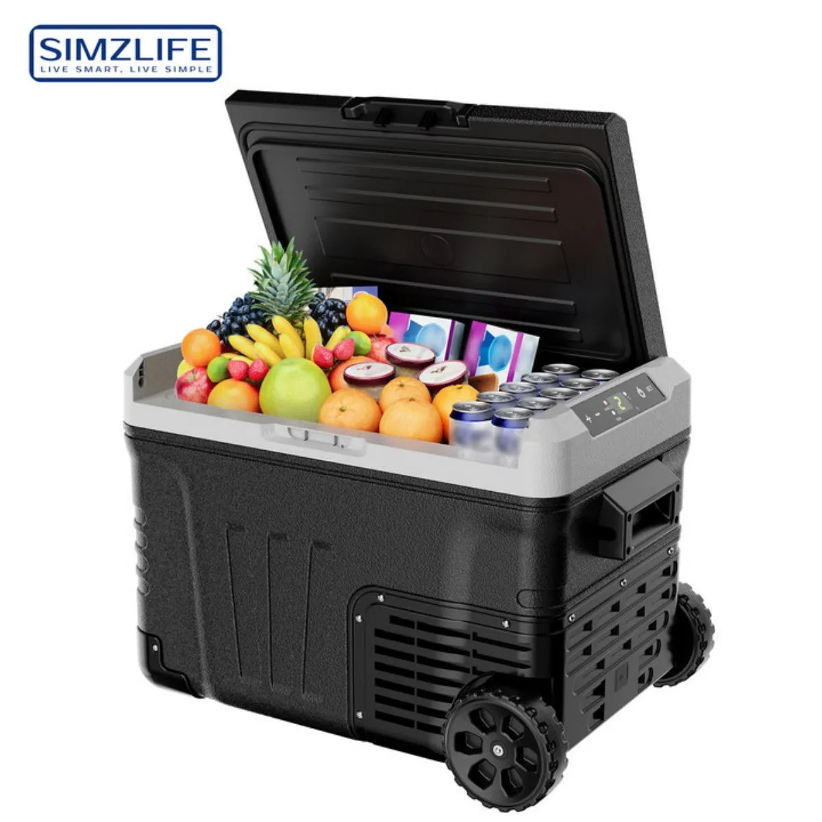 SIMZLIFE 35L Car Portable Freezer 12V Refrigerator Cooler 12V/24V DC Fridge with Wheels