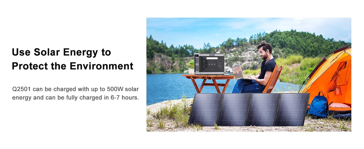 SOLARPLAY Q2501 Portable Power Station 2160WH LiFePO4 Battery, 2400W /4800W Peak
