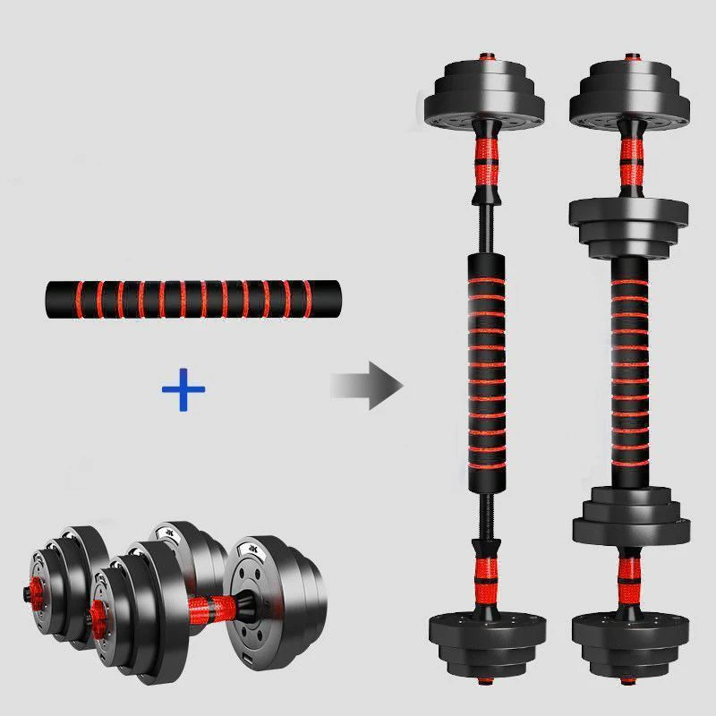 5-44lbs Adjustable Dumbbell to Barbell Set, Anti-Slip Grip, Versatile Fitness/Barbell Weight Plates