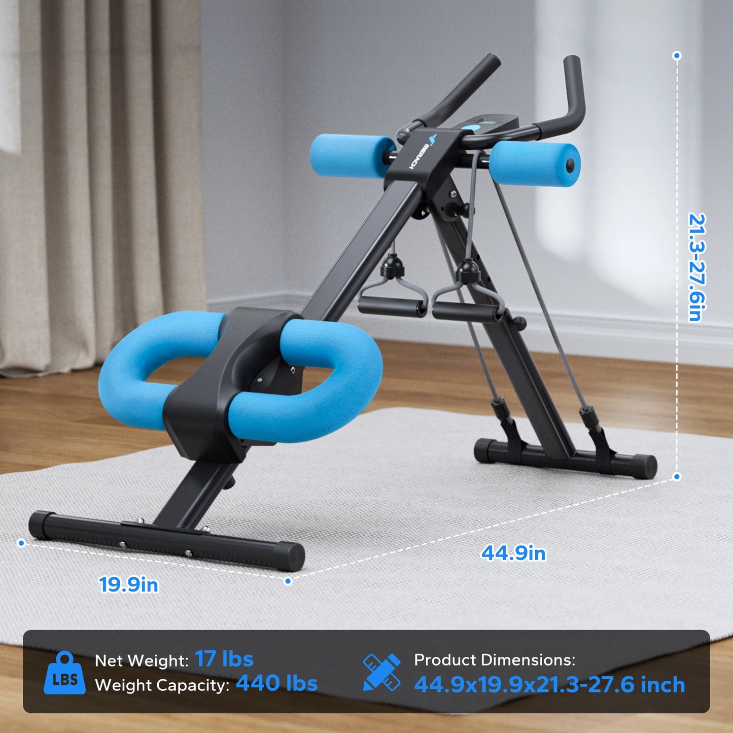MERACH Ab Machine Adjustable Trainer Workout Foldable Knee Protection Abdominal Exercise Ab