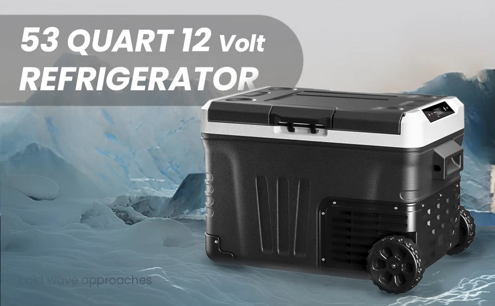 SIMZLIFE 35L Car Portable Freezer 12V Refrigerator Cooler 12V/24V DC Fridge with Wheels