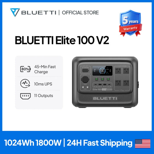 【Brand New】BLUETTI Elite 100 V2 Portable Power Station 1800W 1024Wh with Multiple Outputs