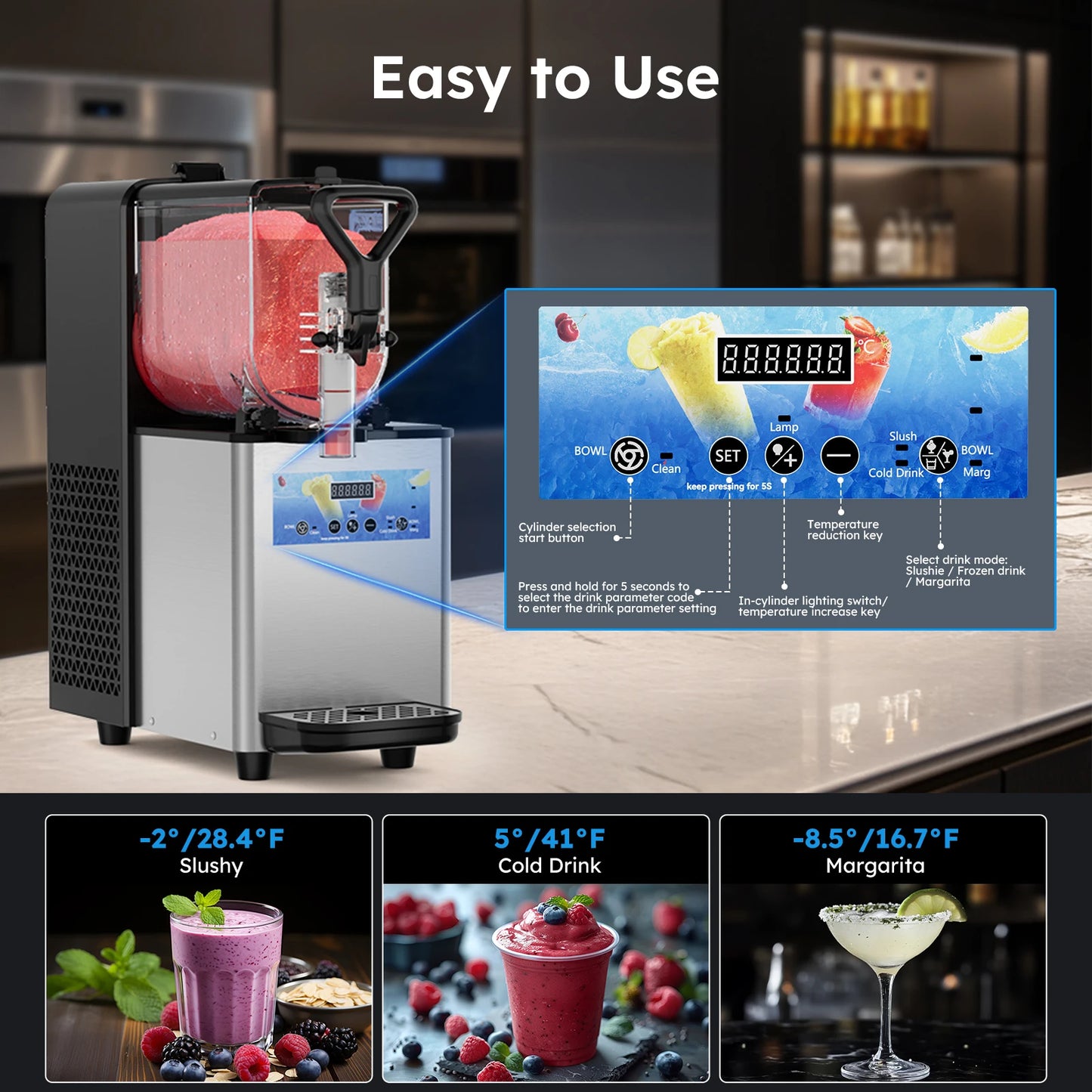 3L x 1 Jar Commercial Slush Machine Frozen Drink Dispenser Juice Smoothie Granita Vending Machine
