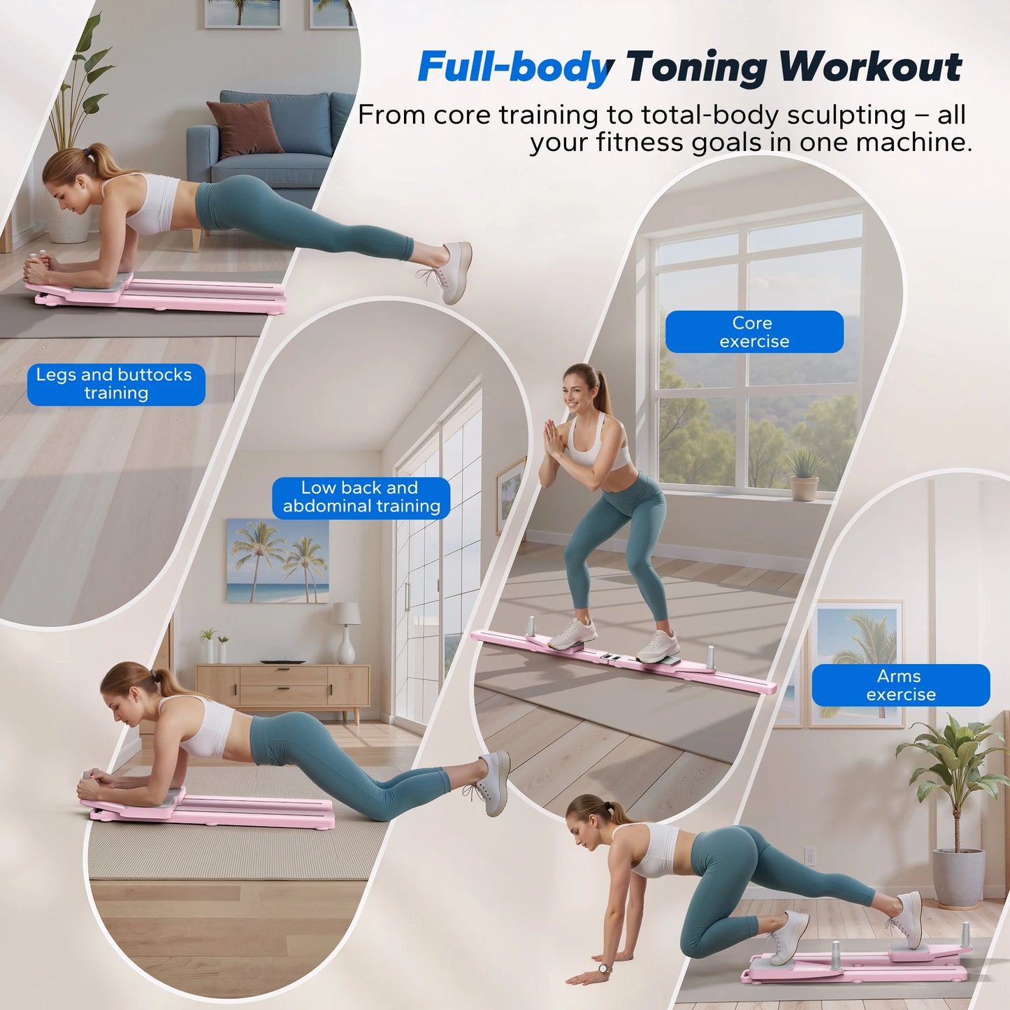 MERACH Pilates Board Multifunctional Abdominal Plate Detachable Ab Trainer with Anti-Slip Design